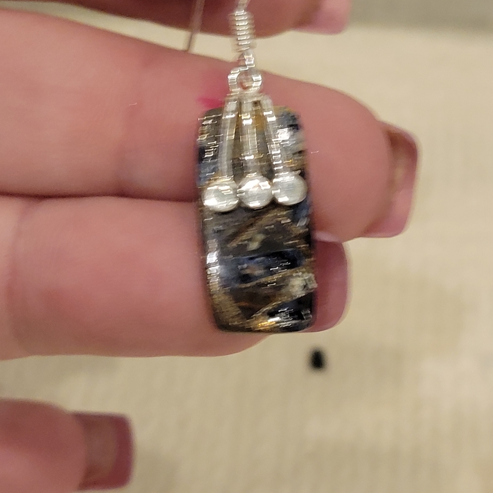 NATURAL PIETERSITE STERLING SILVER 925 EARRINGS Artisan Made - Picture 6 of 7